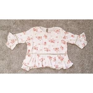 Ralph Lauren x Denim & Supply Shirt Women's XL Floral Blouse Balloon Sleeve